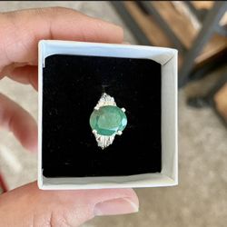 Sterling Silver Emerald Ring 