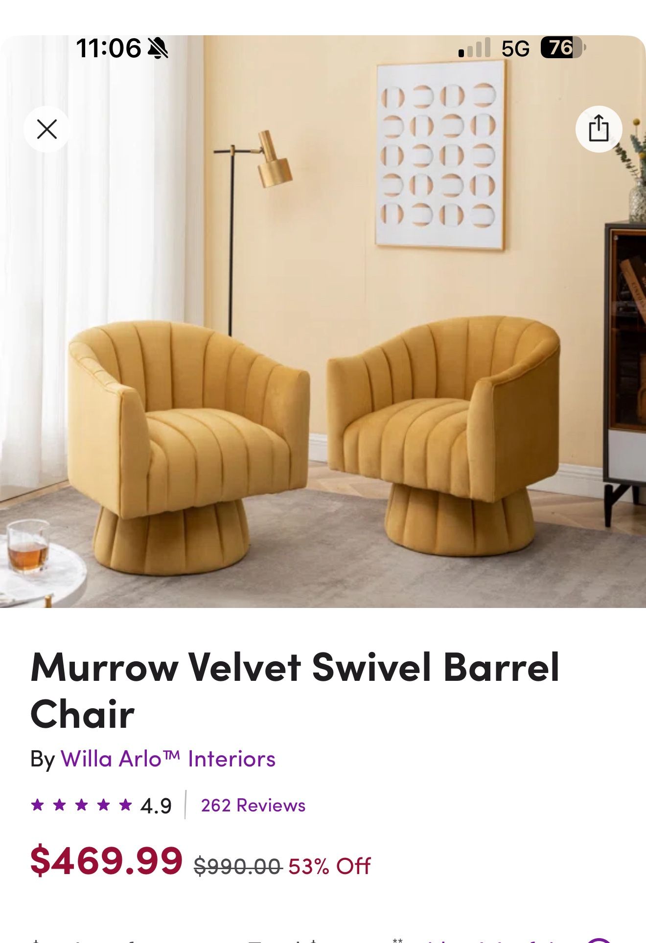 Velvet Swivel Chairs (2)