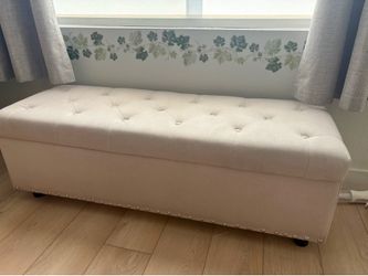 Storage bench ottoman beige