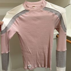 Long Sleeve Dusty Rose, White Gray Top