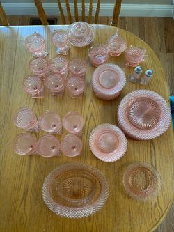 Pink Depression Glass Dinnerware Collection