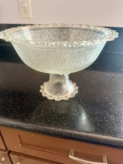 VINTAGE Masserini Barocco  fruit Bowl: Italian Textured Glass Mid Century Centerpiece