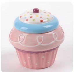 Giant Pink Cupcake Ceramic Cookie Jar With Sprinkles