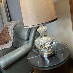 Lamp + Glass-Top Side Table Set — Modern, Clean, Must Sell (Moving Out of Country)