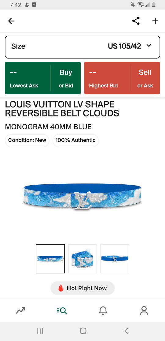 Louis Vuitton Louis Vuitton LV Shape Clouds Monogram Blue Reversible Belt  Available For Immediate Sale At Sotheby's