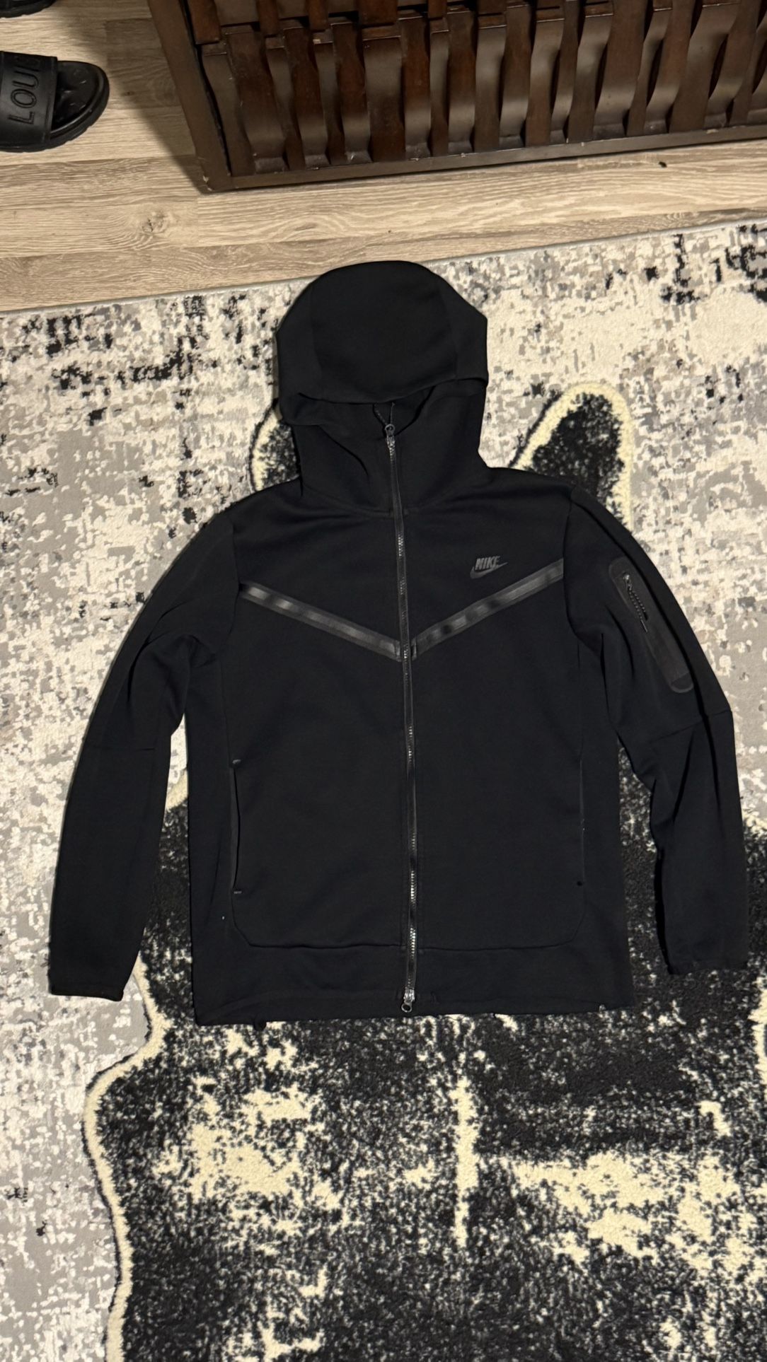 Nike Jacket Adult L Black Tech Fleece Full Zip Hooded Athletic Track Casual Mens