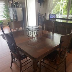 Dining Table With 4 Chairs, 3 Leaves. Buffet. 