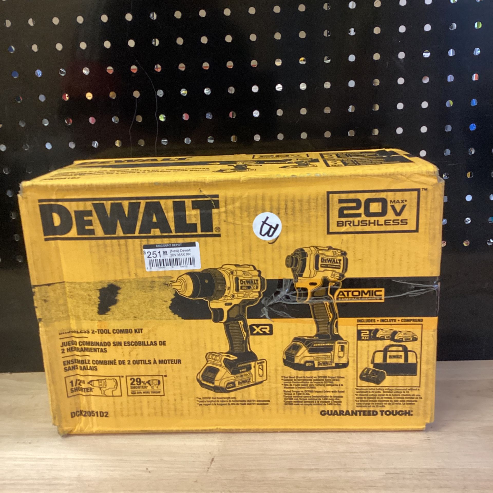 DeWalt DCK2051D2 20V Max XR Cordless Drill/Driver and Atomic Impact Driver Combo Kit (2-Tool)