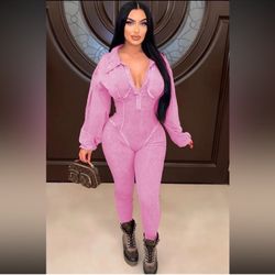 J.OUR Women Jumpsuit Mineral Washed Form Fitting Shape Long Sleeve Size Large 