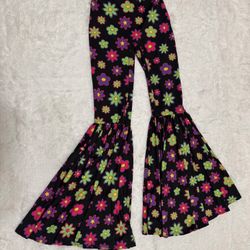 New Xs floral bell bottom flair hippie festival rave boho pants leggings 69s 70s