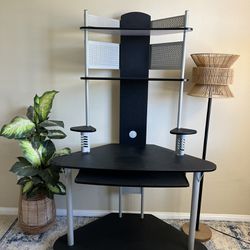 Black/Silver Corner Computer Desk w/Shelves 