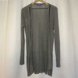 Simply Vera Vera Wang Duster Cardigan Sweater Womens L Gray Sequins Ribbed EUC