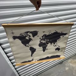 World Map Wall Hanging (Canvas Style) | Minimalist Travel Décor