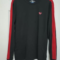True Religion World Tour Long Sleeve Shirt Black/Red Medium 