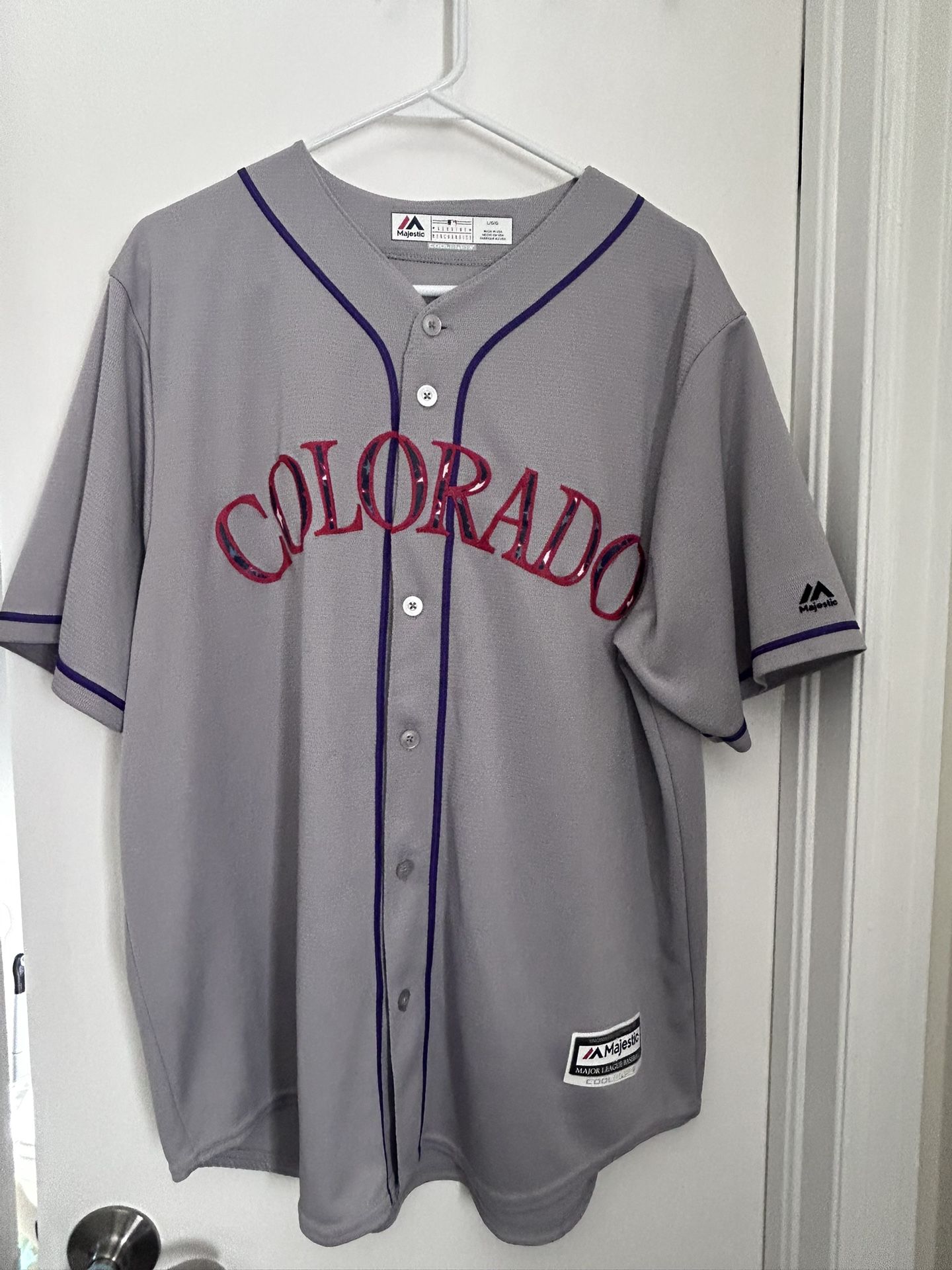 Colorado Rockies Majestic Cool Base USA Theme Jersey Size Large Made In USA