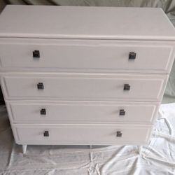 37 By 15 By 37 Solid Wooden Refurbished White Dresser On Legs.