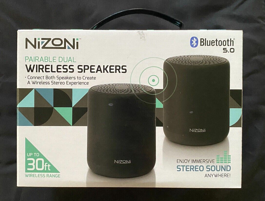Nizoni bluetooth pairable dual wireless speakers bluetooth sealed i