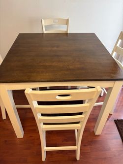 Wood Dining Table with 4 Chairs 49x49