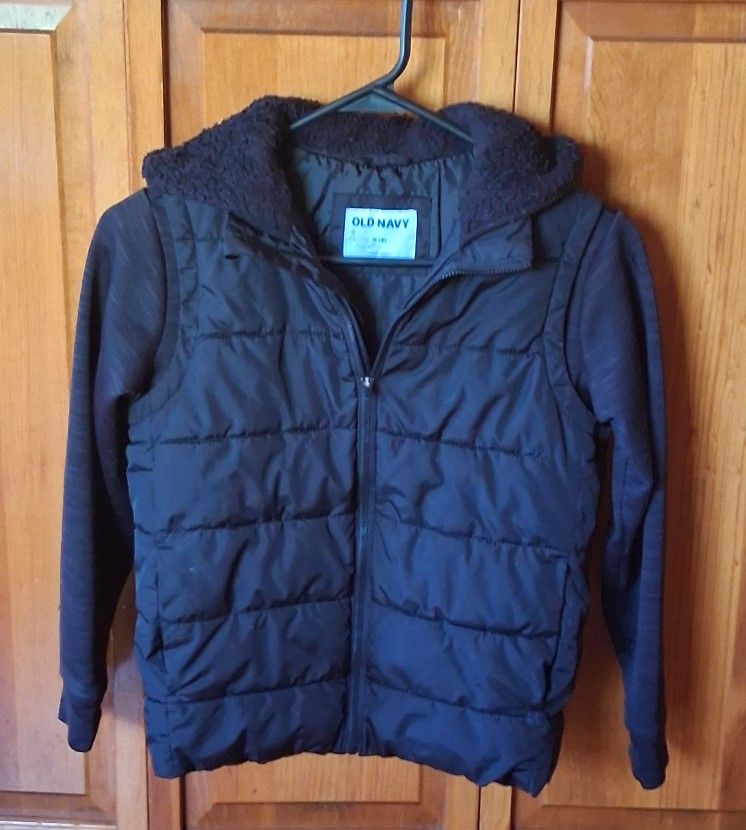 KIDS, BLACK OLD NAVY, SIZE MEDIUM (8) JACKET/COAT.