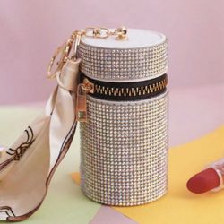 New Silver Rhinestone Fashion Lipstick Case with Twilley  