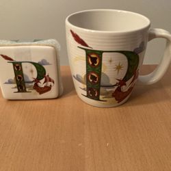 Disney P jewelry box & mug set