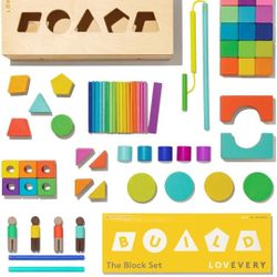 Lovevery The Block Set Solid Wood Building Blocks And Shape