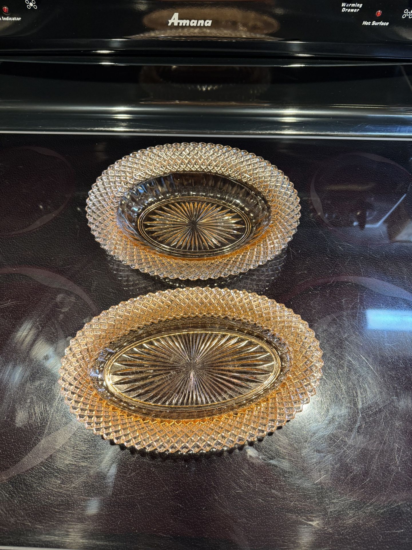 1930’s Pink Miss America Oval Vegetable & Celery Depression Glass Dishes