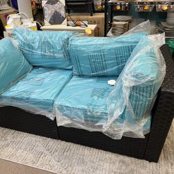 Outdoor Loveseat New Fully Assembled Teal Cushions