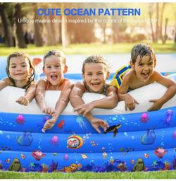 Family Inflatable Swimming Pool, 118" X 69" X 21" Full-Sized, Lounge Pool for Kids, Adult, Toddlers for Ages 6+, Outdoor, Garden, Backyard, Summer Wat