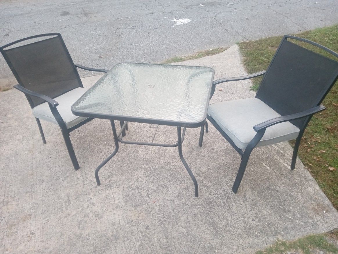 Patio Set 2 Chairs Glass Table 50.00
