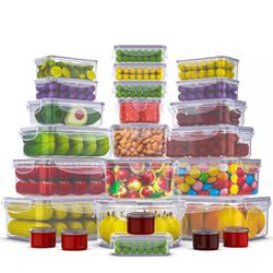 Large Food Storage Containers 50pcs  Lids Airtight-85 OZ to small  With Containers-Total 526OZ Stackable Kitchen Set -BPA Free Leak proof 