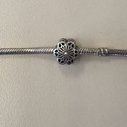 Pandora 6 Charm Sterling Silver bracelet with Heart Clasp