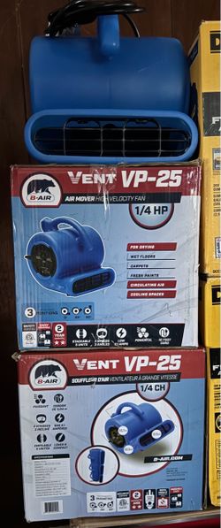 Shop B-Air 1/4 HP Air Mover Blower Fan for Water Damage Restoration Carpet Dryer Floor Home and Plumbing Use in Blue