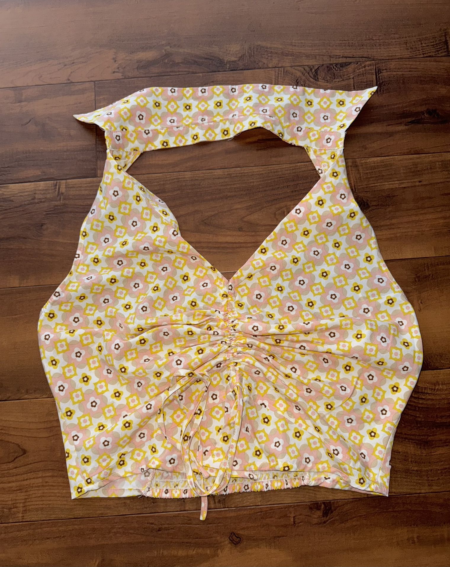 πΌ Womenβs Blouse Size Large Halter Cowgirl πΈ Floral Pattern By Milk & Honey π― π¦ Crop Top Halter Style Collared Adjustable Fit
