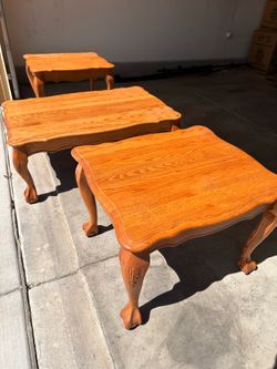 Clawfoot Oak Coffee and End Tables Set
