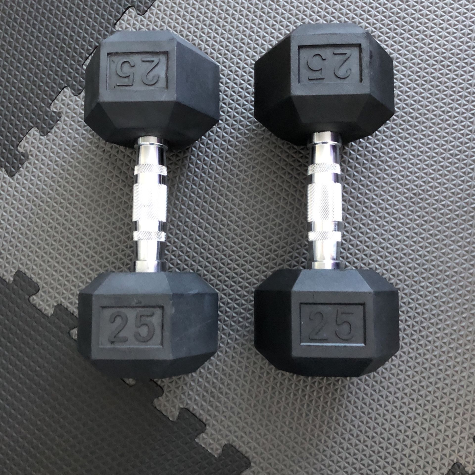 Pair of 25lb Hex Dumbbells