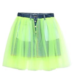 Women's Denim Lime Green Designer Skirt by Shopart, size 28, NWOT