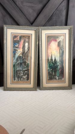 Tom Lane original watercolors, framed and matted