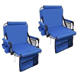 AOOXIMI Stadium Seats For Bleachers With Back Support (2pk-Vintage Blue)