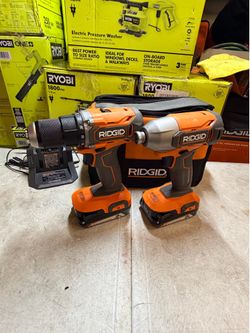 RIDGID 18V SubCompact Brushless 2- Tool Combo Kit with Drill/Driver, Impact Driver, (2) 2.0 Ah Batteries, Charger, and Tool Bag USED $125