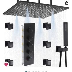 Ceiling Mount Rain Shower System Matte Black 