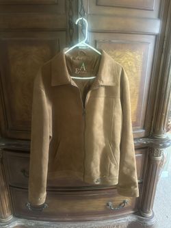 Beige men’s leather suede jacket, Armani Emporio extra extra large