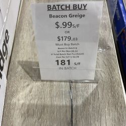 $0.99 S/F Vinyl Planks Flooring - Must Buy Batch