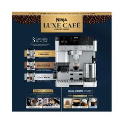 NINJA Luxe Cafe Premier Series Espresso Machine & Drip Coffee Maker with Integrated Coffee Grinder & Milk Frother (Model: ES601)