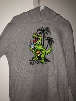 Brand New Vans Grey Dinosaur kids Graphic Hoodie sweater