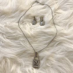 LV Padlock Necklace and Earring Set