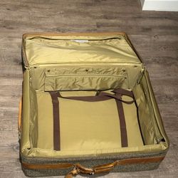 Vintage Hartmann Luggage Tweed & Leather Suitcase - 26" x 24" x 8.5"