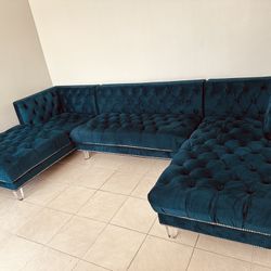 Blue Velvet Sofa 