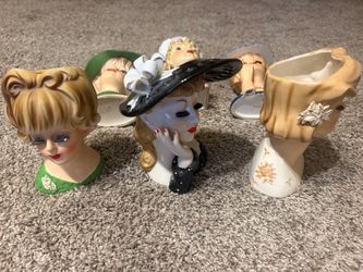 Bulk of Vintage Lady Head vases