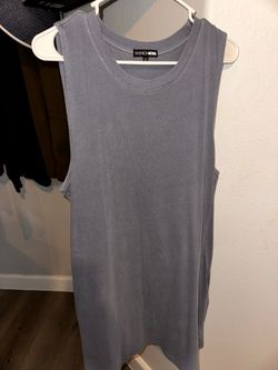 Blue sleeve less dress with pockets